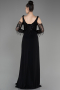 вечернее платье большого размера Длинный Сифон Черный ABU3873