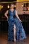 вечернее платье большого размера Длинный Синий ABU5018