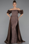 Вечерние Платья Длинный Из бисера Коричневый ABU5154