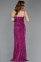 Длинное Чешуйчатое Вечернее Платье Светлая Фуксия ABU3246