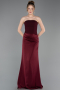 Платья на Выпускной Длинный Атласный Бордовый ABU6096