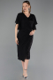 Платье для приглашения большого размера Миди Из бисера Черный ABK2642