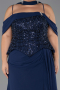 Вечернее платье большого размера Длинный Сифон Темно-синий ABU6274