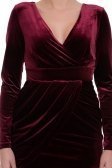 Bordo Kadife Gece Elbisesi GK761