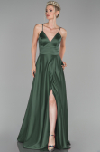 Длинное Атласное Вечернее Платье Хаки ABU1458