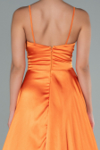 Длинное Атласное Выпускное Платье Оранжевый ABU2375