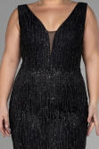Длинное Платье Для Помолвки Большого Размера Черный ABU3368