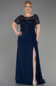 Платье для помолвки большого размера Длинный Сифон Темно-синий ABU3731