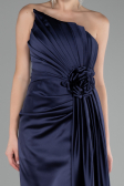 Вечерние Платья Длинный Атласный Темно-синий ABU4174