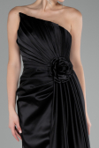 Вечерние Платья Длинный Атласный Черный ABU4174