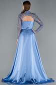Вечерние Платья Длинный Атласный Индиго ABU4765