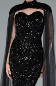 Вечерние Платья Длинный Чешуйчатый Черный ABU4910