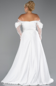 Платья Больших Размеров Длинный Атласный Белый ABU5261