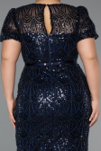 Платье для приглашения большого размера Миди Из бисера Темно-синий ABK2449