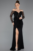 Вечерние Платья Длинный Кружево Черный ABU5509