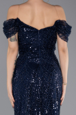 Вечерние Платья Длинный Из бисера Темно-синий ABU5557