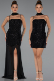 Вечерние Платья Короткий Из бисера Черный ABK2443
