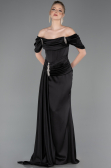 Вечерняя Одежда Русалка Длинный Атласный Черный ABU5765