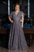 Платье для помолвки большого размера Длинный Антрацитовый ABU5872