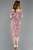 Коктейльные Платья Миди Из бисера Пудровый ABK2592