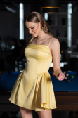 Коктейльные Платья Короткий Атласный Желтый ABK2608