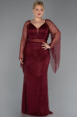 Вечернее платье большого размера Длинный Из бисера Бордовый ABU6350