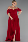 Вечернее Платье Большого Размера Сифон Длинный Бордовый ABU3738