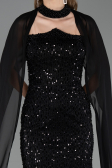 Вечерние Платья Длинный Из бисера Черный ABU6569
