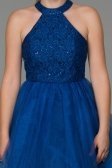 Mini Saks Mavi Mezuniyet Elbisesi ES3578