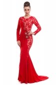 Kırmızı Tesettür Abiye Elbise AL8203