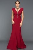 Bordo Kolye Detaylı Uzun Abiye GG6993