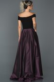 Violet Kayık Yaka Tafta Kumaş Abiye AB7549