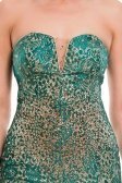 Uzun Koyu Yeşil Abiye Elbise F1708