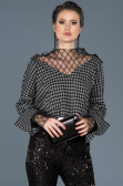 Siyah Kareli Şık Bluz A50315