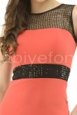 Kısa mercan abiye elbise F5269