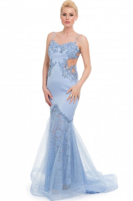 Lavanta Kuyruklu Abiye Elbise ALY6235