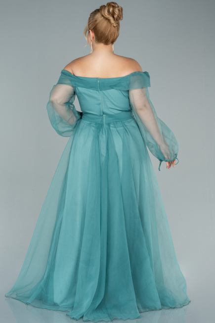 Длинное Свободное Вечернее Платье Бирюзовый ABU1535