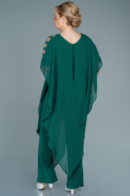 Шифоновое Вечернее Платье Для Полных Изумрудно-зеленый ABT080