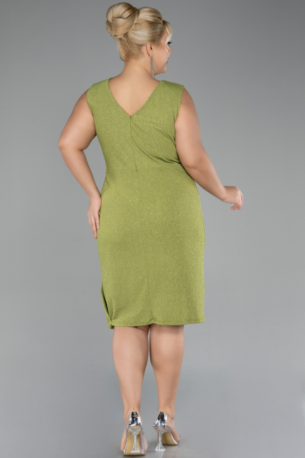 Миди Вечернее Платье Большого Размера Фисташковый ABK1752
