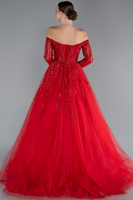 Дизайнерское вечернее платье Длинный Красный ABU4719