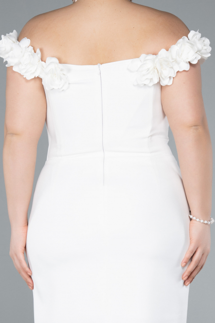 вечернее платье большого размера Миди Белый ABK2318