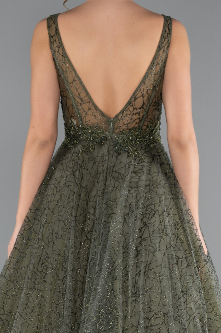 Длинное Вечернее Платье Хаки ABU2131