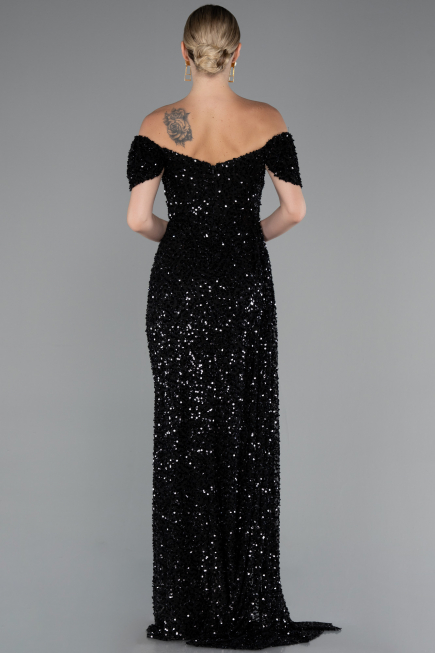Вечерние Платья Длинный Чешуйчатый Черный ABU4843