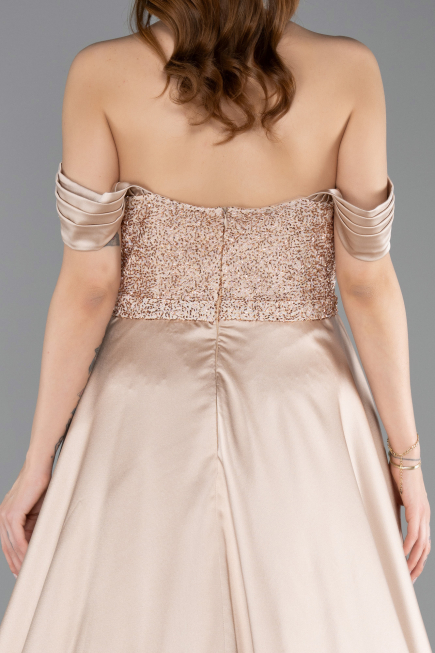 Вечерние Платья Из Бисера Длинный Бежевый ABU5542