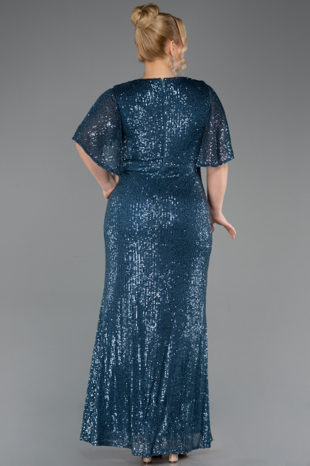 вечернее платье большого размера Длинный Темно-зеленый ABU5837