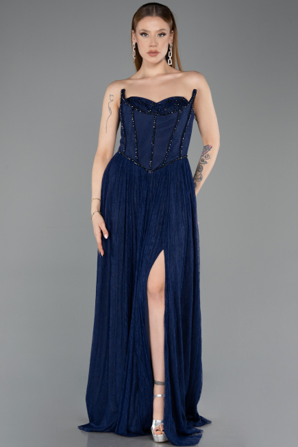 Обручальные Платья Длинный Кружево Темно-синий ABU5887