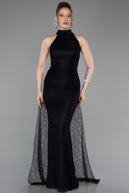 Вечерние Платья Длинный Кружево Черный ABU6084