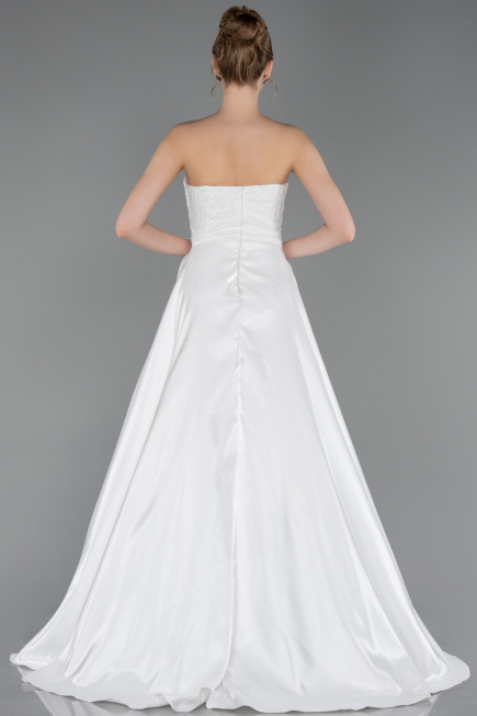 Обручальные Платья Длинный Из бисера Белый ABU6125
