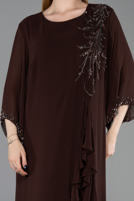 вечернее платье большого размера Длинный Сифон Коричневый ABU6177