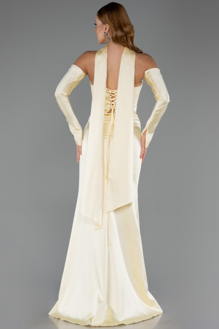 Вечерние Платья Длинный Атласный Желтый ABU6616